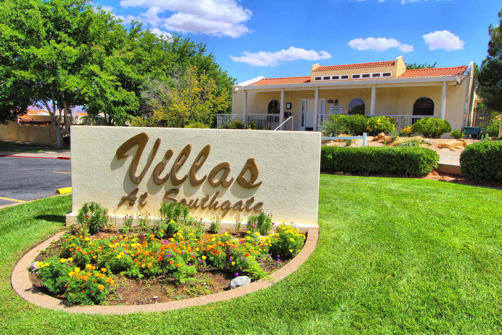 A welcoming resort entrance at VRI's Villas at South Gate in St George, Utah.